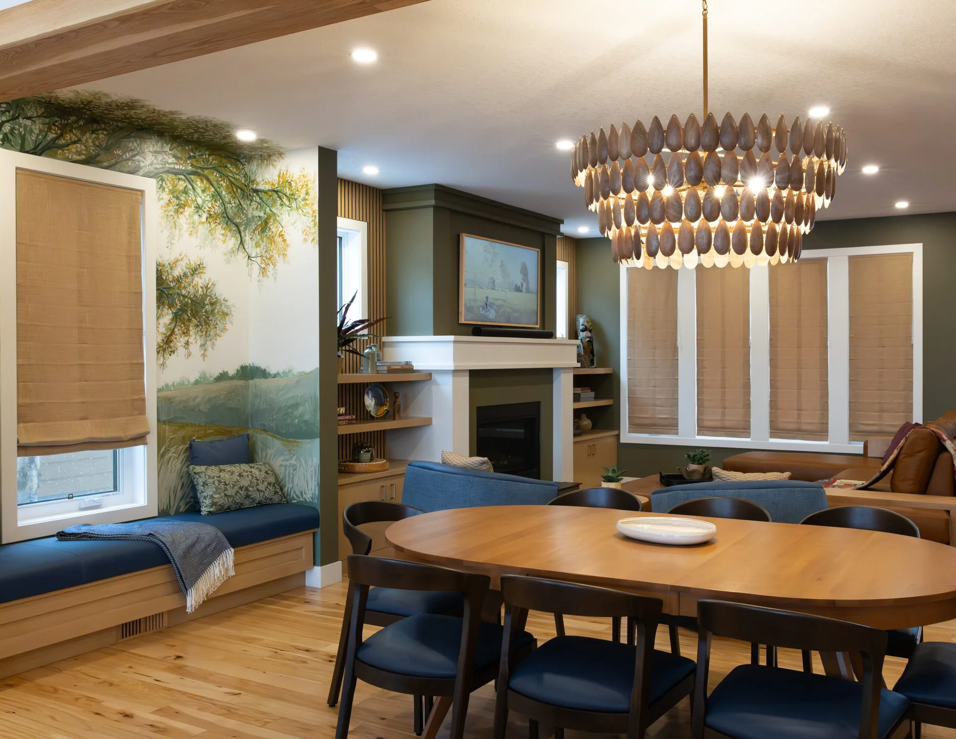 living room after a redesign with modern, functional furniture and a consistent, beautiful color palette